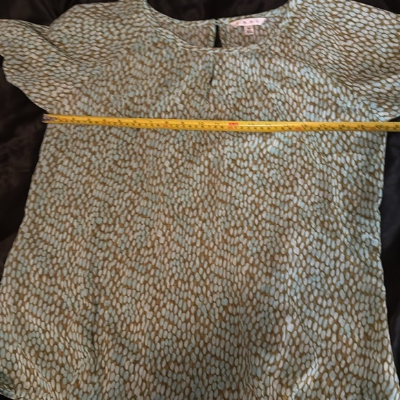 CAbi Blouse blue, green pebble pattern sheer lightweight - Picture 6 of 8